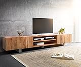 DELIFE Fernsehtisch Live-Edge Akazie Natur 300 cm 4 Türen 2 Fächer Baumkante Lowboard