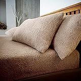 Sleepdown Teddy Fleece Spannbettlaken Uni Thermo Warm Gemütlich Super Soft Betttuch Bettwäsche Doppel Natur
