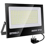 STASUN 200W Außenstrahler mit Dämmerungssensor, Mit eingebautem Fotozellensensor, lichtempfindliches Flutlicht,LED-Sicherheitslicht, IP66 Wasserfest, 6000K, Parkplatzlicht, Stadionlicht