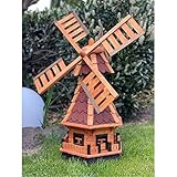 DARLUX dekorative Garten-Windmühle aus Holz kugelgelagert Braun Größen (Rot XL)