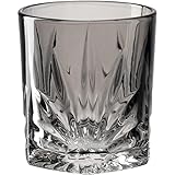 Leonardo Capri Trink-Glas 1 Stück grau, spülmaschinenfestes Saft-Glas mit Relief Facetten-Schliff, buntes Wasser-Glas, Becher aus Glas, 330 ml 022359