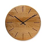 Wanduhr Holz 30,5cm - Deko Wohnzimmer hergestellt aus Massivholz - Wanduhr Ohne Tickgeräusche - Wanduhren Ideal für die Küche, das Wohnzimmer und das Büro (Runde)