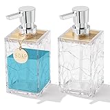 Bambus-Boho-Handseifenspender, 2 Stück, Heimdekoration, Seifenspender, Badezimmer und Küchenspüle mit Holzanhänger, Acryl, Kunststoff, transparent (2 Stück)