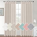 Lanqinglv 2er Set Sheer Voile Vorhänge Linen Schlaufen Gardinen Halbtransparent Leinenvorhang Leinenoptik Lichtdurchlässig Vorhänge für Schlafzimmer Bauernhaus Wohnzimmer - 132cm(B) x214cm(H)