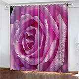 WIRMEC Vorhang Blickdicht Ösen 3D Mode Rosa Blumen Muster Modern Gardinen Wohnzimmer Schlafzimmer Kinderzimmer - Thermo Schallschutz Verdunklungsvorhänge Fensterdekoration 2Er Set H 200 X B 200 cm