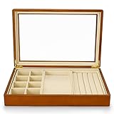 Schmuck-Organizer-Box Wenwan Schmuck-Aufbewahrungsbox aus massivem Holz, transparent, for Ring, Halskette, Ohrringe, Ring, Schmuck, Schmuck-Display-Box Schmuckschatulle (Color : A, Size : S)