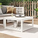 Festnight Gartentisch aus Holz Terassentisch Kiefer Gartentisch Balkon Holztisch Balkontisch Terrassentisch Wetterfest Beistelltisch Garten 82,5 x 82,5 x 45 cm Weiß