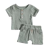 Baby Erstlingsset weihnachtspulli Baby Neugeborenes Baby Mädchen Rüschen ärmellose solide gerippte Strampler Tops süße Bell-Bottom-Denim-Hosen mit Stirnbändern 3-teiliges Set Outfits