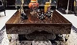Casa Padrino Luxus Couchtisch Dunkelbraun/Schwarz/Gold 110 x 110 x H. 40 cm - Quadratischer Wohnzimmertisch - Wohnzimmer Möbel - Massivholz Möbel - Luxus Möbel - Luxus Einrichtung