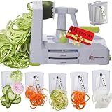 Brieftons Spiralschneider, mit 5 Klingen, BR-5B-02 Brieftons-Spiralschneider mit 5 Klingen: starker und stabiler Spiralschneider für Gemüse, vegetarische Gemüsespaghetti