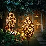 Solarlampe für Außen, 2er Pack Metall Blütenknospe LED Stake Dekorative Gartenfahlständer Solarleuchte im Freien Gartendeko für Terrasse, Rasen, Weg, Hof