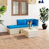 ZEYUAN 4-TLG. Garten-Sofagarnitur aus Paletten mit Kissen, Gartenmöbel, Gartenlounge, Balkonmöbel Set, Balkonset, Balkon Lounge, Terrassen Möbel, Sitzecke Balkon, Fichtenholz