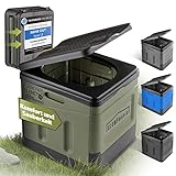 GLAMPmania´s Campingtoilette ohne Chemie [SEHR STABIL] für Tüten | Platzsparend, Flexibel und Clean | Die Mobile Toilette für Outdoor Camping, Festival, EDC, Zelten | Grün