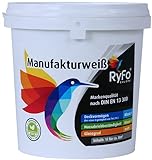 RyFo Colors Manufakturweiß 1l (Größe wählbar) - unsere beste Profi Wandfarbe, sehr ergiebige zertifizierte Innen-Dispersion, Innenfarbe weiß, hoher Weißgrad, Deckkraft Klasse 1, Nassabrieb Klasse 1