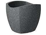 Scheurich Wave Globe Cubo, Pflanzgefäß aus Kunststoff, Schwarz-Granit, 50 cm Durchmesser, 44,4 cm hoch, 62 l Vol.