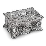 IGNPION Metall Schmuckschatulle Hochzeit Souvenir Geschenk Schmuckkästchen Rechteck Vintage Geschnitzt Schmuckbgox für Ringe,Ohrringe,Halskette