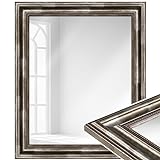 WANDStyle Spiegel Barock und Antik I Außenmaß: 60x80cm I Farbe: Silber I silberner Wandspiegel aus Holz I Made in Germany I H550