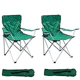 Mojawo 2-er Set Anglersessel Campingstuhl Faltstuhl Angelsessel Angelstuhl Regiestuhl Grün mit Getränkehalter und Tasche belastbar bis 120kg