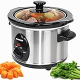 Syntrox Germany Slow Cooker Schongarer 1,5 Liter mit Warmhaltefunktion, Glasdeckel und robuster Keramikschüssel – 120 Watt