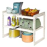 Kyowoll Unterwaschbecken, 2 Etagen, erweiterbares Regal, Organizer unter dem Waschbecken, platzsparend, ordentliches Regal, stapelbare Küchenregale für Zuhause, Küche, Badezimmer, Garderobe, Balkon