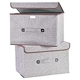 U. Uberlux 3er Set Aufbewahrungsbox mit Deckel, faltbare Box, Stoffbox, Faltbox, Ordnungsboxen, Box, Kiste aus Stoff, Kleiderschrank Ordnungssystem für Kleidung, Spielzeug, Bücher, 45x30x30cm