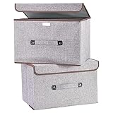 U. Uberlux 3er Set Aufbewahrungsbox mit Deckel, faltbare Box, Stoffbox, Faltbox, Ordnungsboxen, Box, Kiste aus Stoff, Kleiderschrank Ordnungssystem für Kleidung, Spielzeug, Bücher, 45x30x30cm