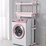 Regal Badezimmer ohne Bohren Stehend, Stark und Stabil, Platz Sparen, Edelstahl und PP-Material, Zur Aufbewahrung In Der Küche und Im Badezimmer ( Color : Pink , Size : Washing machine shelf-A )