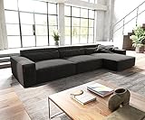 DELIFE Eckcouch Sirpio XL Mikrofaser Schwarz 370x170 cm Recamiere variabel