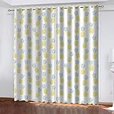 Hundnsney Ösenvorhang Blickdicht 2Er Set 3D Gelbes Ananasmuster Muster Thermo Vorhänge Gardinen Wohnzimmer Schlafzimmer Kinderzimmer Küchengardinen Modern Fensterdekoration 260X280cm (HxB)
