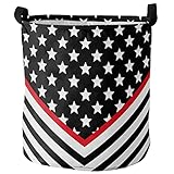 Wäschesammler Amerikanische Flagge, Sternstreifen, Rot, Schwarz Waschekorbsammler Robust Wäschesäcke Tragbar Laundry Hamper Für Schlafzimmer Kleidung Waschküche,40X50Cm