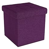 INTIRILIFE Faltbare Sitzhocker 30x30x30 cm in Nebel LILA - Sitzwürfel mit Stauraum und Deckel aus Stoff mit Mulden - Sitzcube Fußablage Aufbewahrungsbox Truhe Sitzhocker