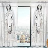 Fenster Vorhänge, Gardinen Pferd Modern Voile Platten Tüll Gardinen 213 cm Lang für Wohnzimmer Schlafzimmer Fenster Decor Set von 2