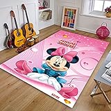 XuJinzisa Mickey Minnie Mouse Teppich Bereich Teppich 3D Druck Flanell Super Soft Wohnzimmer Teppich Kinderzimmer Teppich 140X200Cm N5350