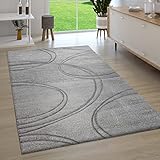 Paco Home Teppich Wohnzimmer Kurzflor 3D Optik Handgearbeiteter Konturenschnitt Modern Einfarbig, Grösse:160x230 cm, Farbe:Grau