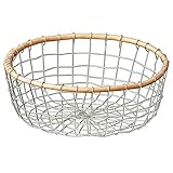 Draht Rattan gewebter Aufbewahrungskorb, runder Draht gewebter Aufbewahrungskorb, mit Rattan gewebtem Brotkorb, handgewebter Draht Rattan Korb for Wohnzimmer, Küche ( Size : 10 inches*10 inches*4 inch
