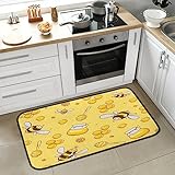 Bienen-Honigglas, gelb, Küchenteppich, rutschfest, gepolstert, komfortabel, saugfähig, Bodenläufer, Teppich, Badteppiche für Eingangsbereich, Badezimmer, Schlafzimmer, Heimdekoration, 99,1 x 50,8 cm