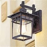 Retro Außenleuchte, E27 Wandlampe aus Aluminiumguss und Glas, Wasserdicht Retro Aussenleuchten IP44 für Garten,Terrasser - Antike Außenwandleuchte