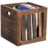 Yarlung Aufbewahrungskorb aus Holz, Würfel, Holzkiste mit Griffen, rustikale braune dekorative Box, Bücher, Spielzeug, Regal, Korb, Organizer für Schrank, 30.5x30.5 cm, stapelbar und einfache Montage