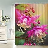 TAOLU 100% Polyester Stoff Begonienblüten Shower Curtain Anti-Bakteriell 120x180 Wasserdicht 3D Badvorhang Waschbar Blumen Landschaft Natur Duschvorhänge für Badzimmer mit 12 Haken
