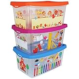 TW24 Kinder Aufbewahrungsbox Kids 4L Spielkiste 3er Set Staubox Stapelbox Aufbewahrungskiste Spielzeug