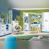 SMARTBett GmbH Jugendzimmermöbel Komplett Set Trapiko 01 (5 TLG.) Weiss/Blau