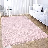 carpet city Shaggy Hochflor Teppich - 160x230 cm - Rosa - Langflor Wohnzimmerteppich - Einfarbig Uni Modern - Flauschig-Weiche Teppiche Schlafzimmer Deko