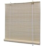 Naturfarbenes Bambusrollo, BULANED Bambus Rollos Für Fenster, Bambus Jalousie, Bambus Raffrollo, Roller Blind, 120 x 220 cm