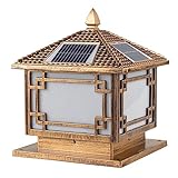 LUOYAOB Außenbereich Pfostenleuchten LED-Solar-Säulenleuchte Outdoor IP55 Wasserdichte Pollerleuchten Retro Aluminium Säule Scheinwerfer for Villa Hof Patio Zaun Straße Laterne (Size : Height: 45cm)