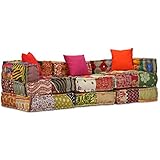 JUNZAI 3-Sitzer Modularer Pouf, Couch, Kleines Sofa, Sofa Schlafzimmer, Relaxsofa, Couch Jugendzimmer, Patchwork Stoff