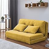 YXDFG Schlafsofa Klappbares Liegesofa 5-Stufen-Einstellung Gepolsterter Sitzstuhl Mit Hoher Rückenlehne Bodensofa Niedriges Sofa Sofamatratze Schlafsofa,Gelb,150×73×55cm