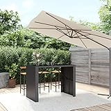 Festnight Bartisch Outdoor Rattan,Bartisch mit Glasplatte,Garten Bartisch,Stehtisch Rattan,Gartenmöbel,Bistrotisch Outdoor Schwarz 145x80x110 cm