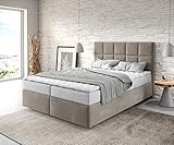 DELIFE Boxspringbett Dream-Fine Mikrofaser Beige 140x200 cm mit Matratze und Topper