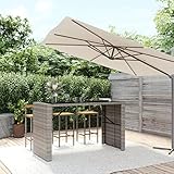 Bussandri Exclusive - Bartisch mit Glasplatte Grau 185x80x110 cm Poly Rattan