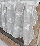 LillaBelle Gardine Kurz Scheiben Lisa Offwhite Bestickt 130x80 cm Shabby Vintage Landhaus